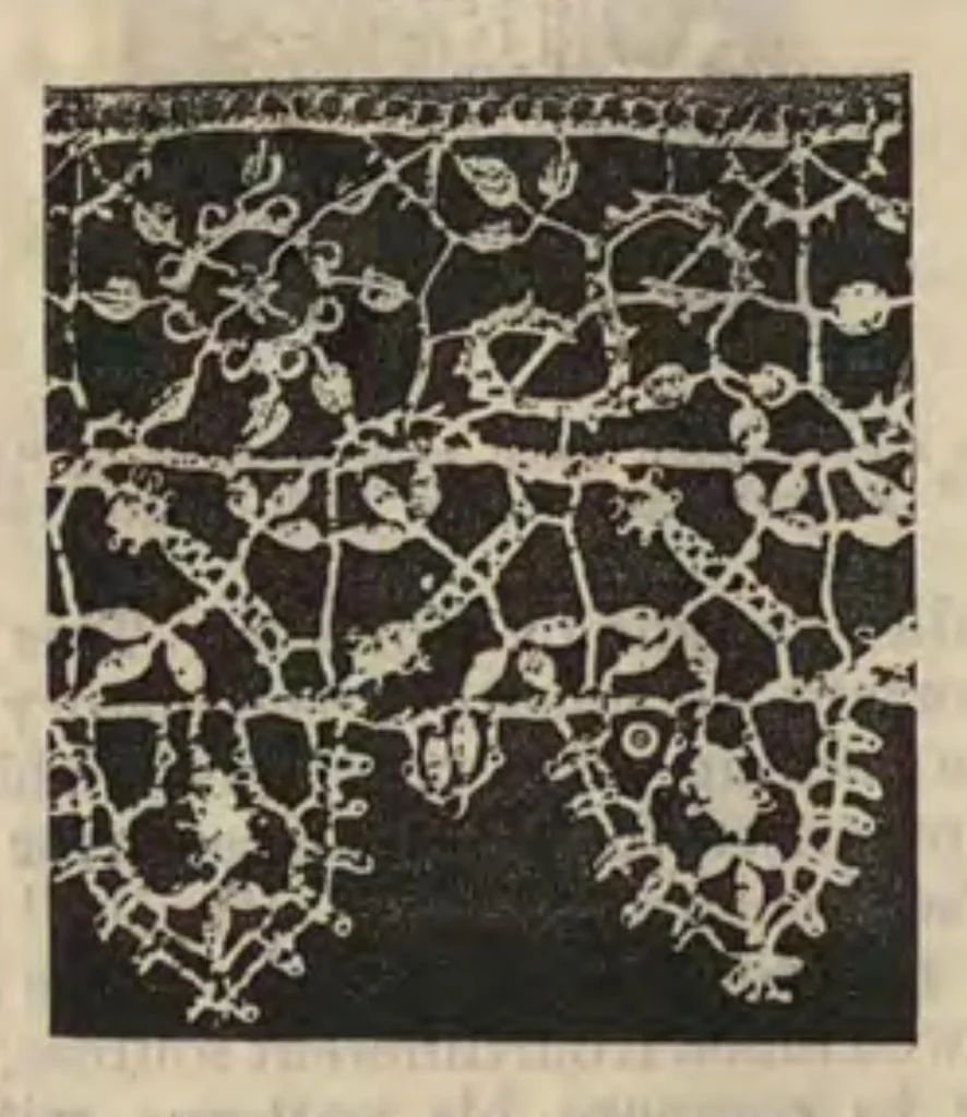 An illustration from Cantor Lectures on the Art of Lace-Making, 1881, leaf 19