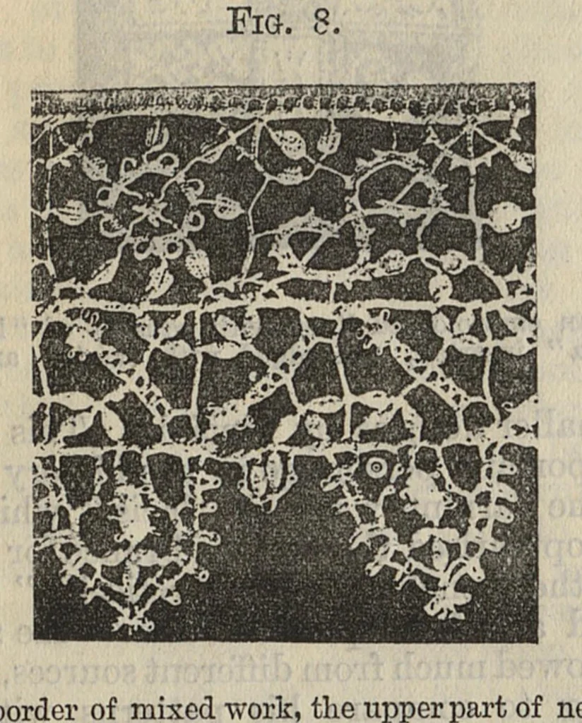 An illustration from Cantor lectures on the art of lace-making : delivered before the Society of Arts, April and May, 1881, 1881, leaf 17