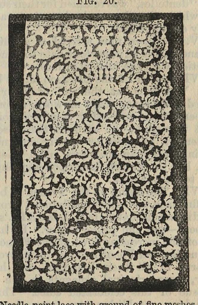 An illustration from Cantor lectures on the art of lace-making : delivered before the Society of Arts, April and May, 1881, 1881, leaf 20