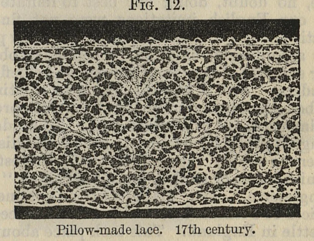 An illustration from Cantor lectures on the art of lace-making : delivered before the Society of Arts, April and May, 1881, 1881, leaf 28