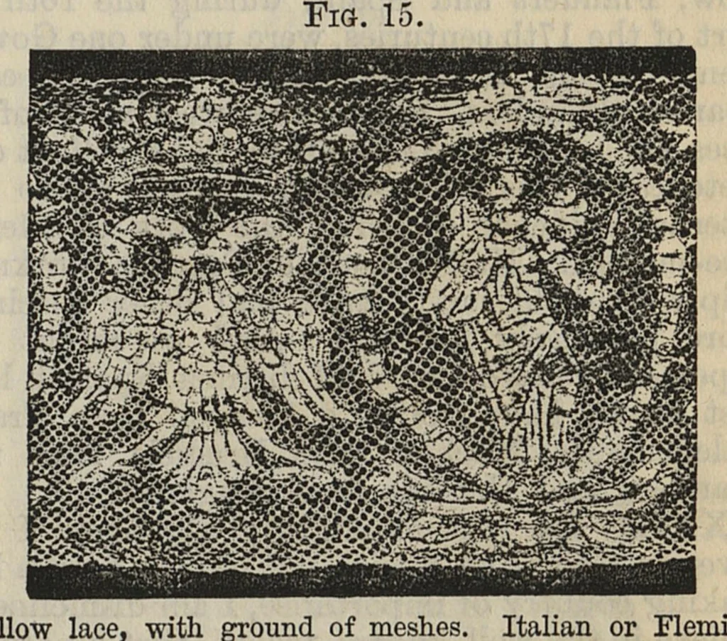 An illustration from Cantor lectures on the art of lace-making : delivered before the Society of Arts, April and May, 1881, 1881, leaf 29