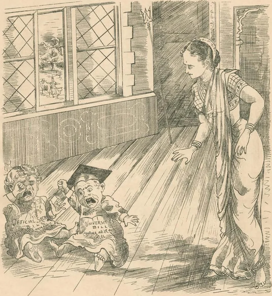 An illustration from Cartoons from the "Hindi Punch" : 1904., 1904, leaf 48