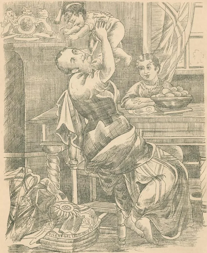 An illustration from Cartoons from the "Hindi Punch" : 1904., 1904, leaf 72