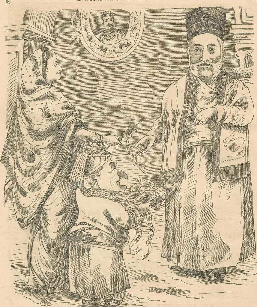 An illustration from Cartoons from the "Hindi Punch" : 1904., 1904, leaf 92