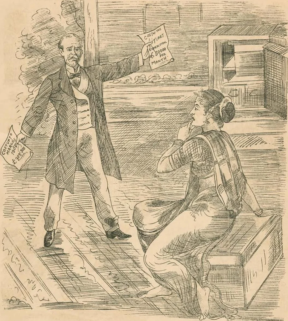 An illustration from Cartoons from the "Hindi Punch" : 1904., 1904, leaf 98