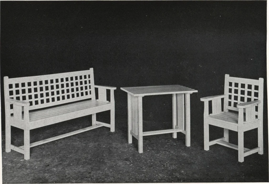 An illustration from Catalog of garden furniture, arbors, pergolas, gateways, trellises, fences, etc., 1920, leaf 21