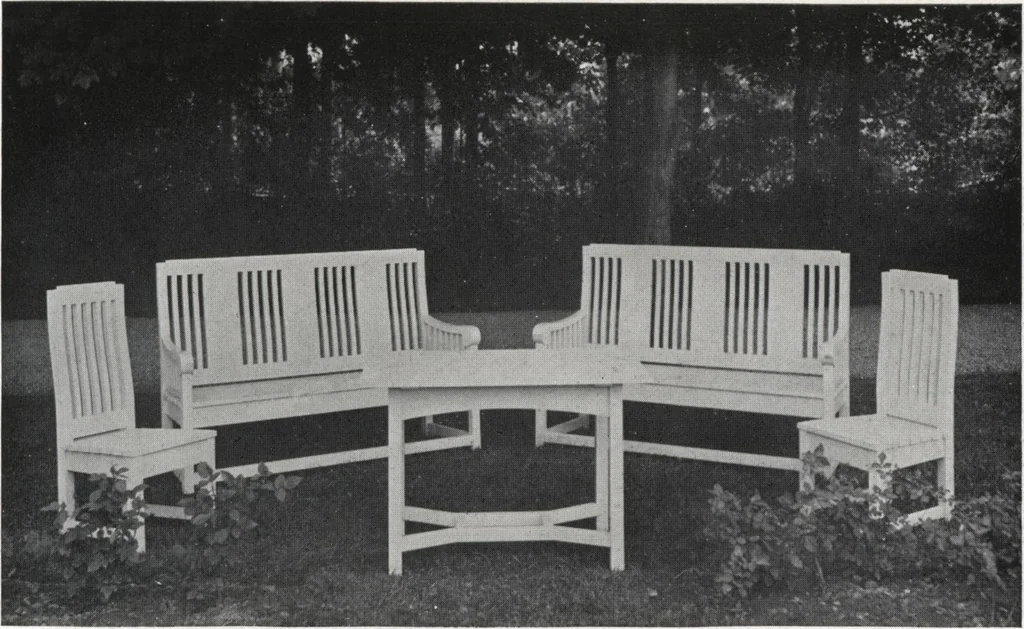 An illustration from Catalog of garden furniture, arbors, pergolas, gateways, trellises, fences, etc., 1920, leaf 22