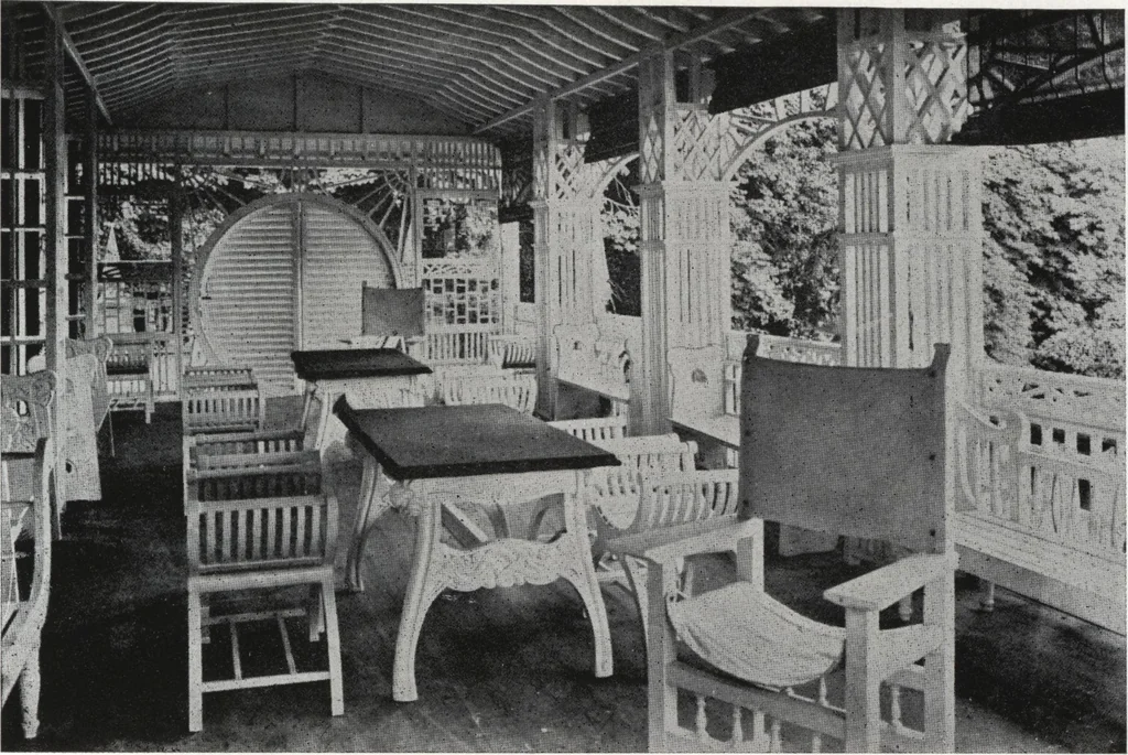 An illustration from Catalog of garden furniture, arbors, pergolas, gateways, trellises, fences, etc., 1920, leaf 24