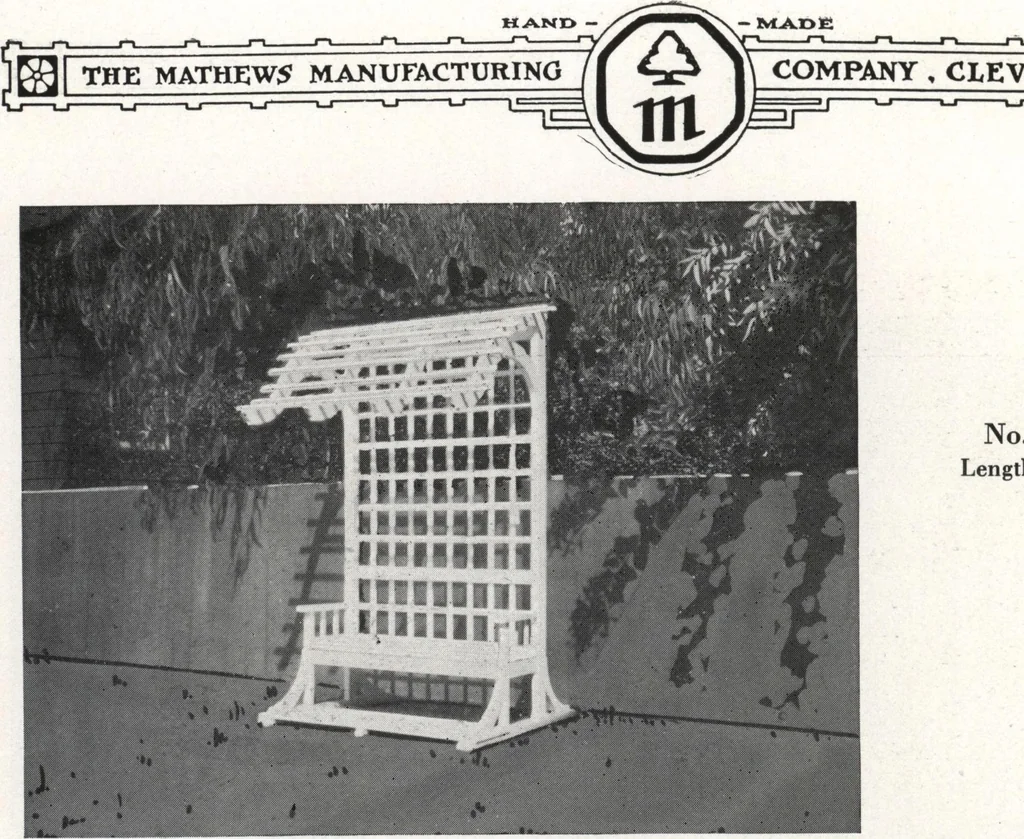 An illustration from Catalog of garden furniture, arbors, pergolas, gateways, trellises, fences, etc., 1920, leaf 27