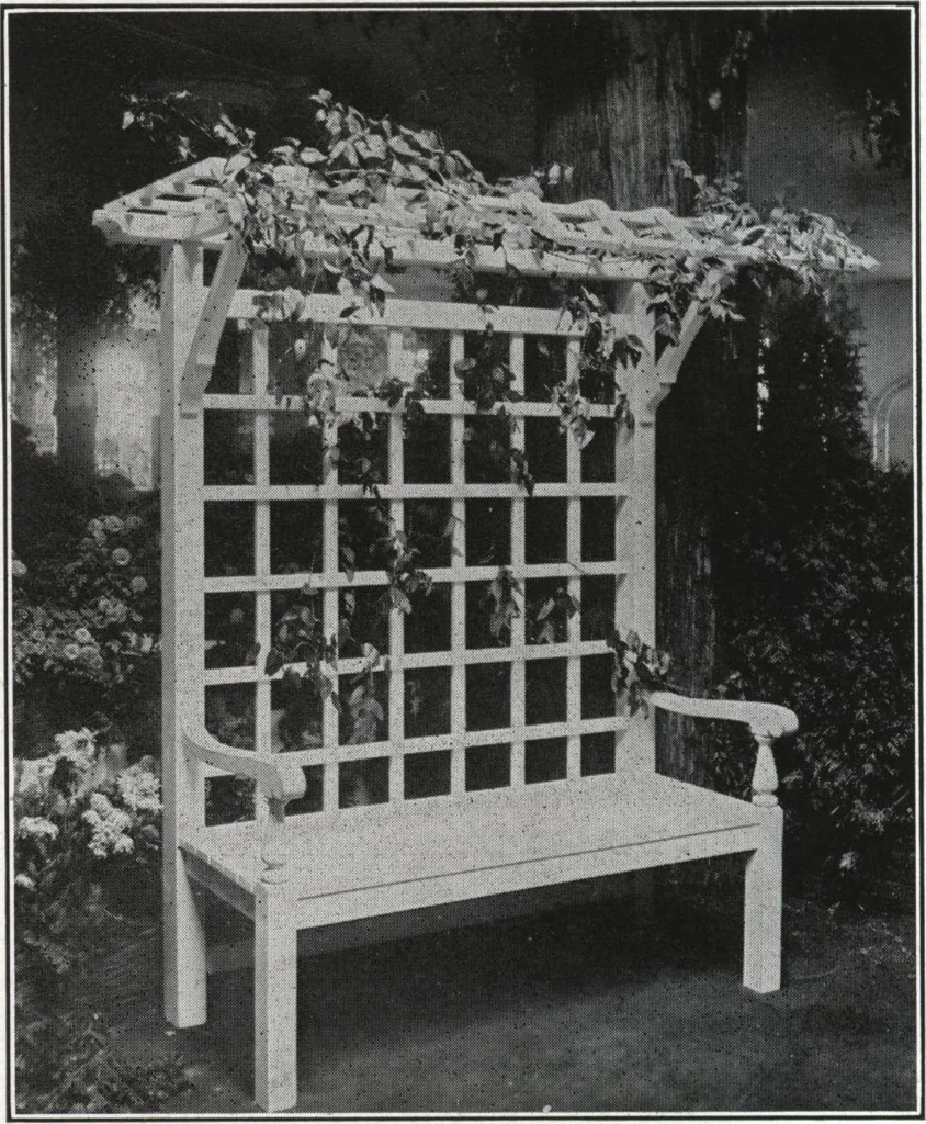 An illustration from Catalog of garden furniture, arbors, pergolas, gateways, trellises, fences, etc., 1920, leaf 27