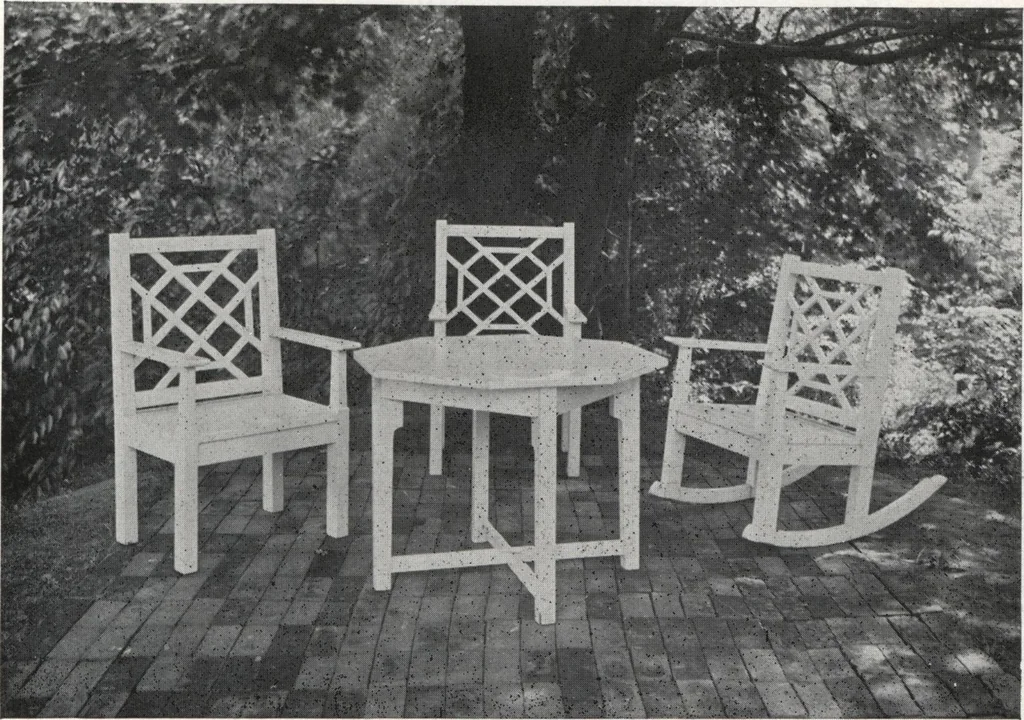 An illustration from Catalog of garden furniture, arbors, pergolas, gateways, trellises, fences, etc., 1920, leaf 28