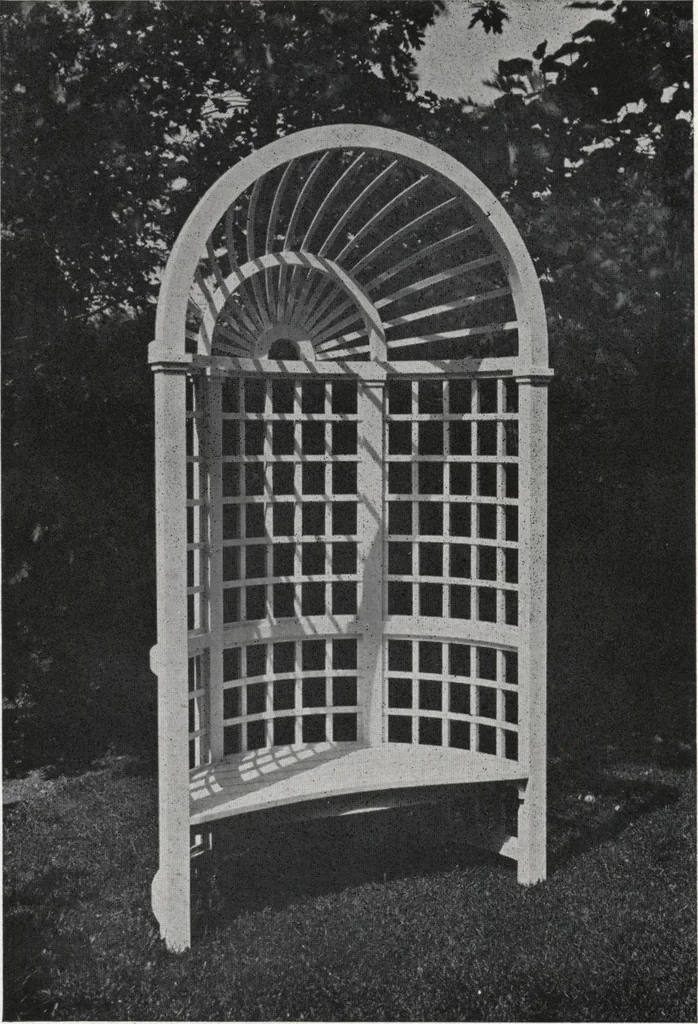 An illustration from Catalog of garden furniture, arbors, pergolas, gateways, trellises, fences, etc., 1920, leaf 31