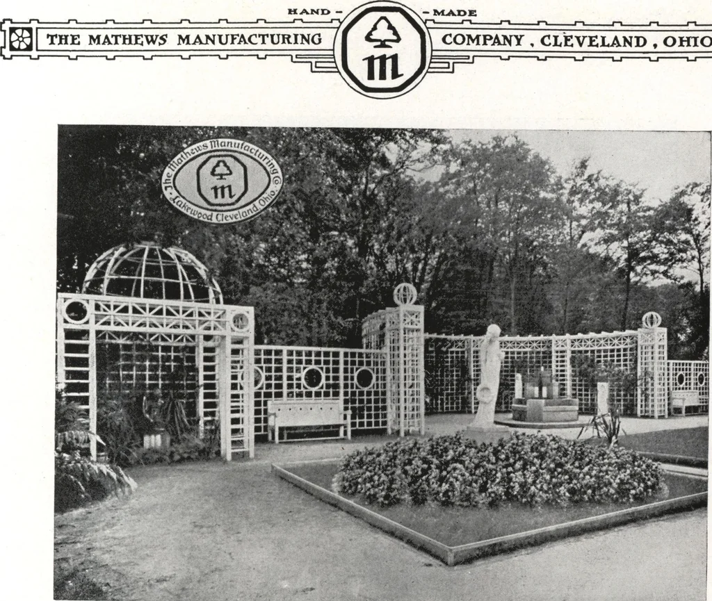 An illustration from Catalog of garden furniture, arbors, pergolas, gateways, trellises, fences, etc., 1920, leaf 32