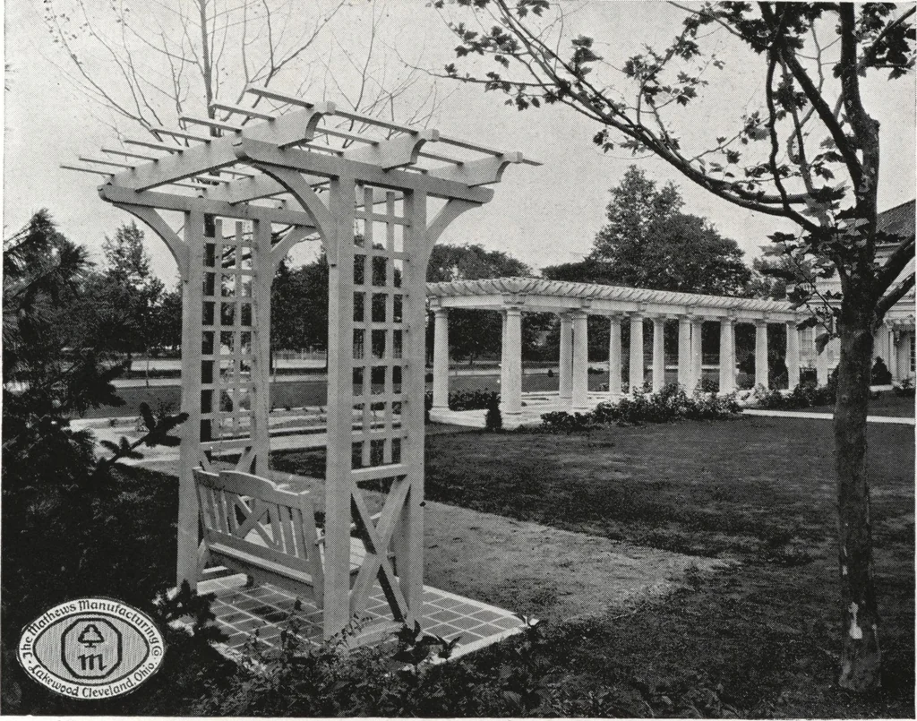 An illustration from Catalog of garden furniture, arbors, pergolas, gateways, trellises, fences, etc., 1920, leaf 32
