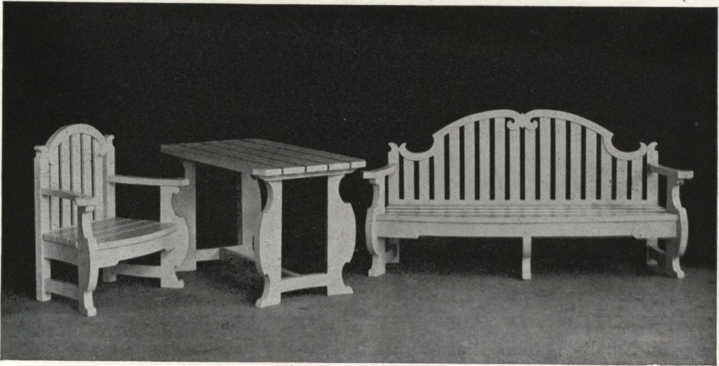 An illustration from Catalog of garden furniture, arbors, pergolas, gateways, trellises, fences, etc., 1920, leaf 34