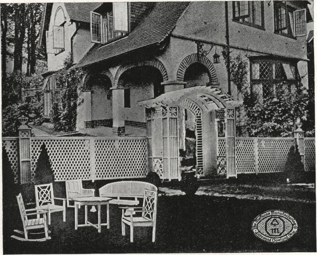 An illustration from Catalog of garden furniture, arbors, pergolas, gateways, trellises, fences, etc., 1920, leaf 35