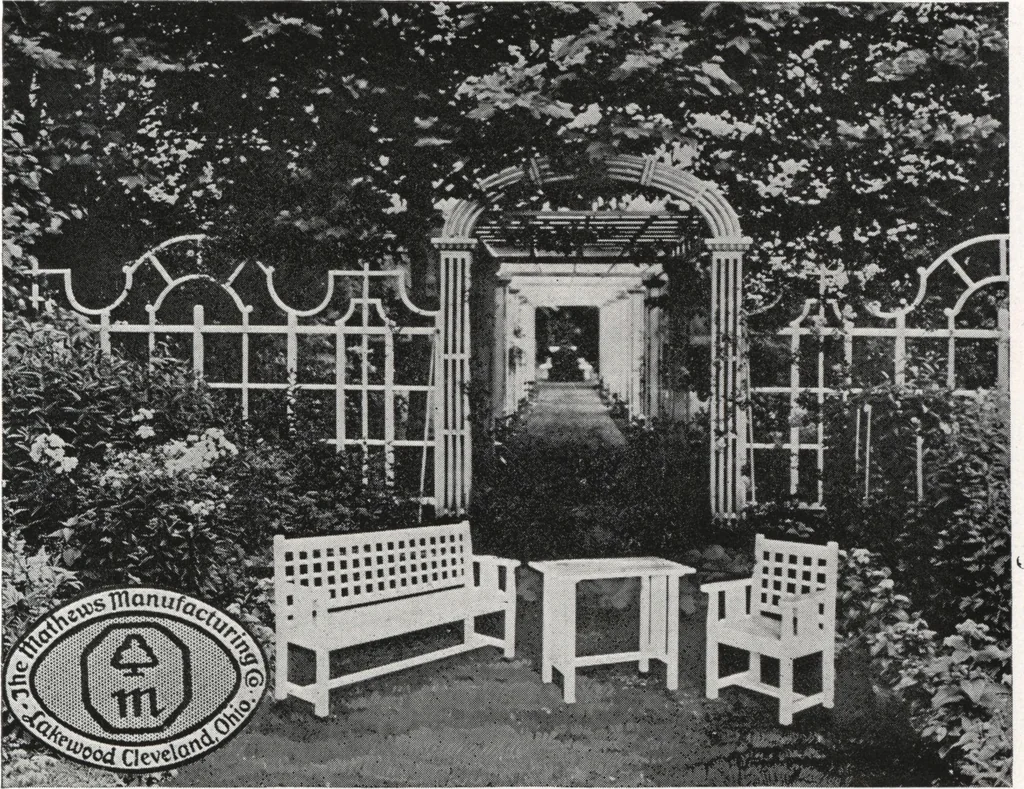 An illustration from Catalog of garden furniture, arbors, pergolas, gateways, trellises, fences, etc., 1920, leaf 36