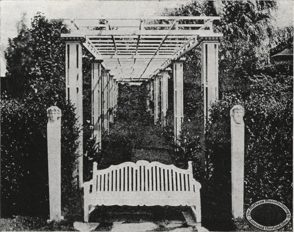 An illustration from Catalog of garden furniture, arbors, pergolas, gateways, trellises, fences, etc., 1920, leaf 36