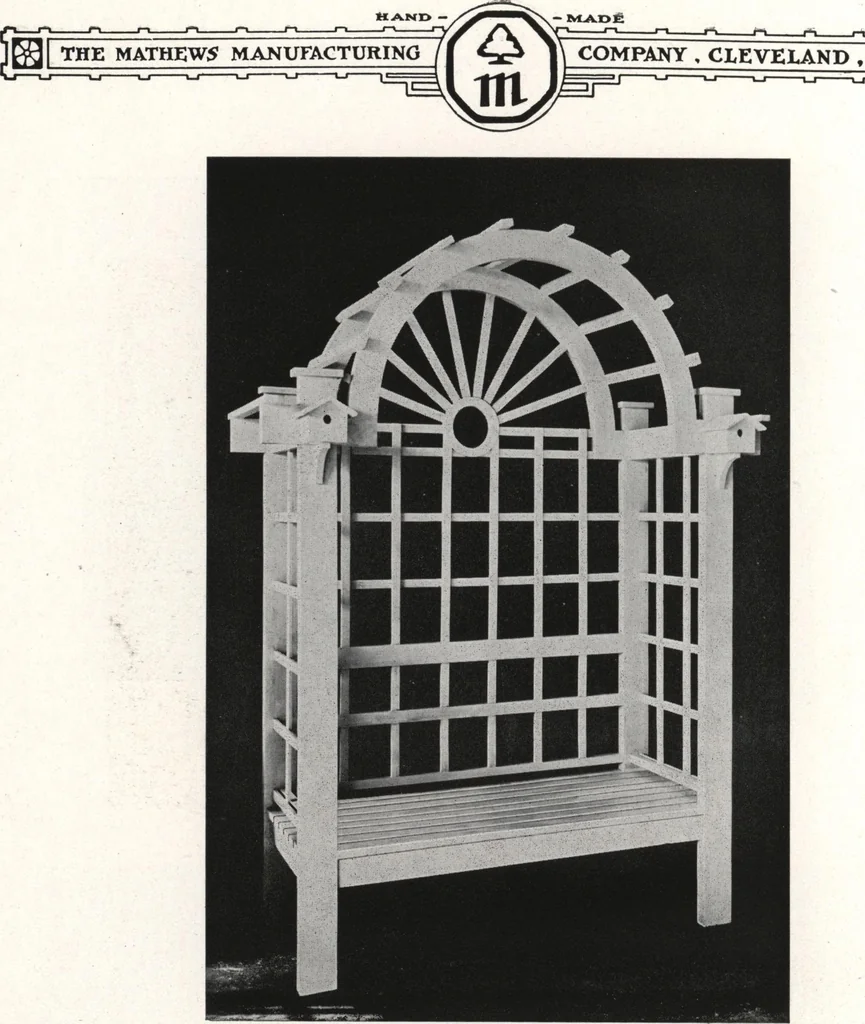 An illustration from Catalog of garden furniture, arbors, pergolas, gateways, trellises, fences, etc., 1920, leaf 41
