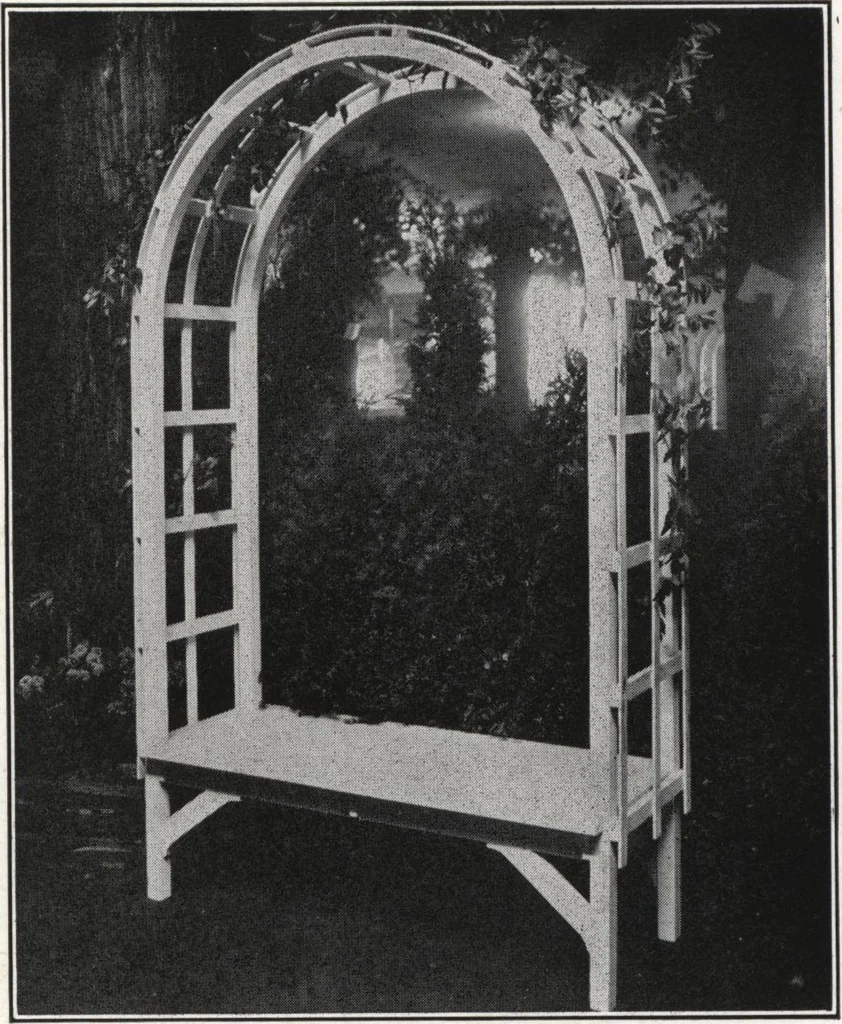 An illustration from Catalog of garden furniture, arbors, pergolas, gateways, trellises, fences, etc., 1920, leaf 42