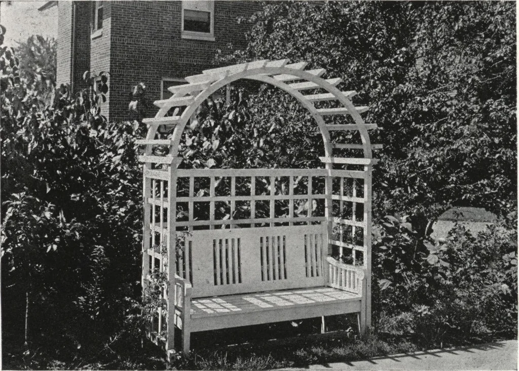 An illustration from Catalog of garden furniture, arbors, pergolas, gateways, trellises, fences, etc., 1920, leaf 43