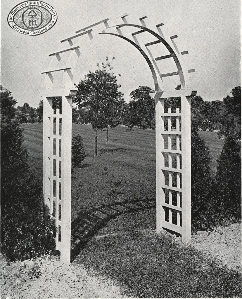 An illustration from Catalog of garden furniture, arbors, pergolas, gateways, trellises, fences, etc., 1920, leaf 44