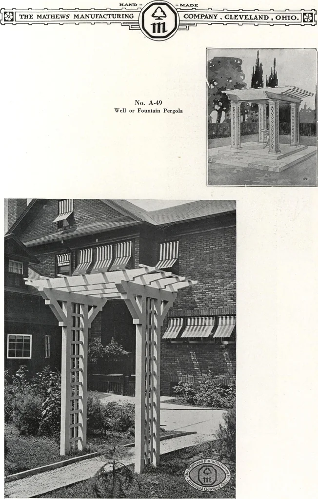 An illustration from Catalog of garden furniture, arbors, pergolas, gateways, trellises, fences, etc., 1920, leaf 48