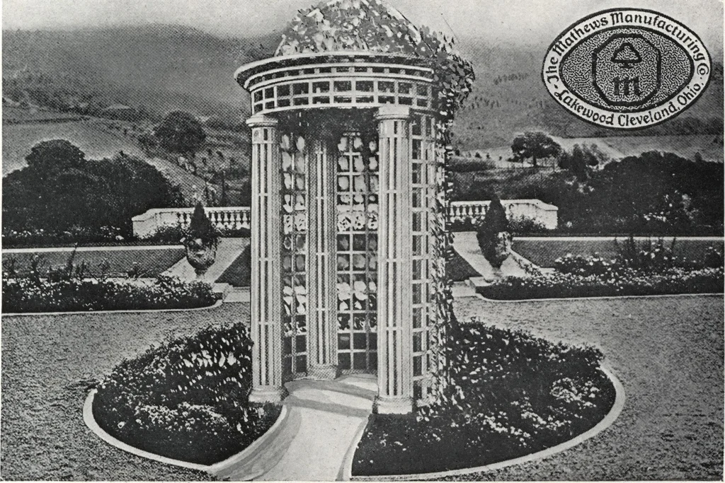 An illustration from Catalog of garden furniture, arbors, pergolas, gateways, trellises, fences, etc., 1920, leaf 56