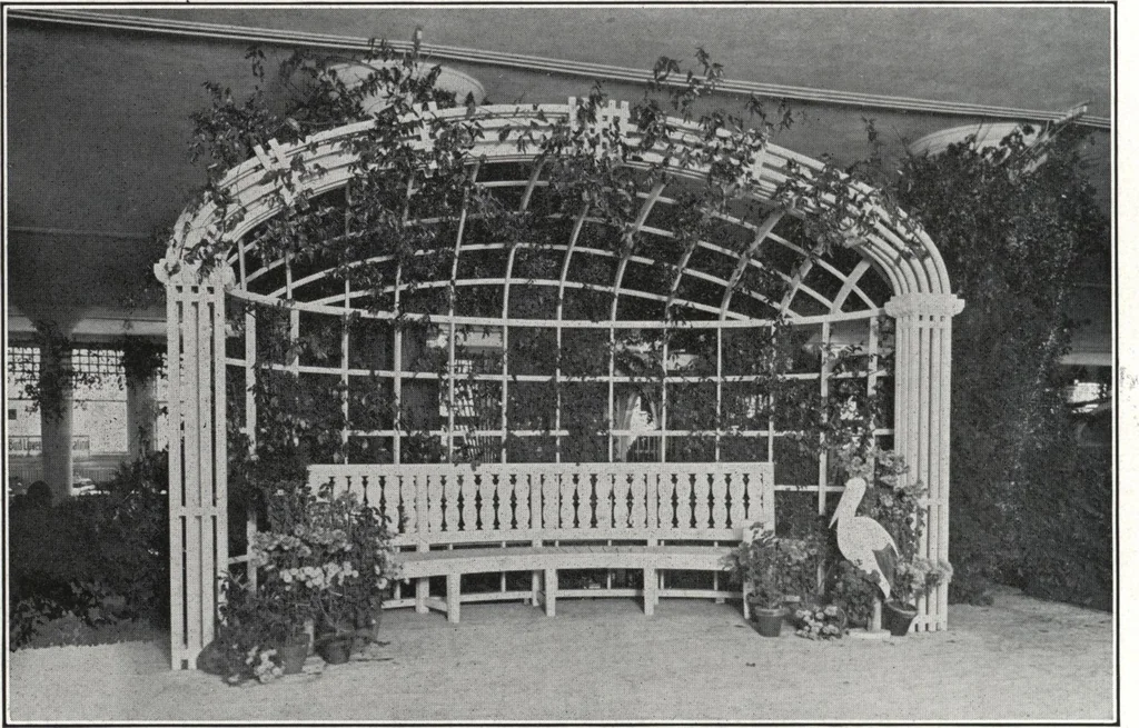 An illustration from Catalog of garden furniture, arbors, pergolas, gateways, trellises, fences, etc., 1920, leaf 59