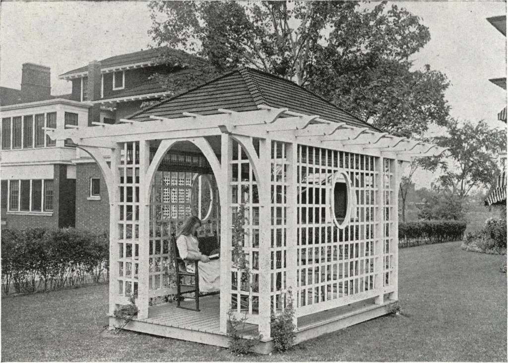 An illustration from Catalog of garden furniture, arbors, pergolas, gateways, trellises, fences, etc., 1920, leaf 61