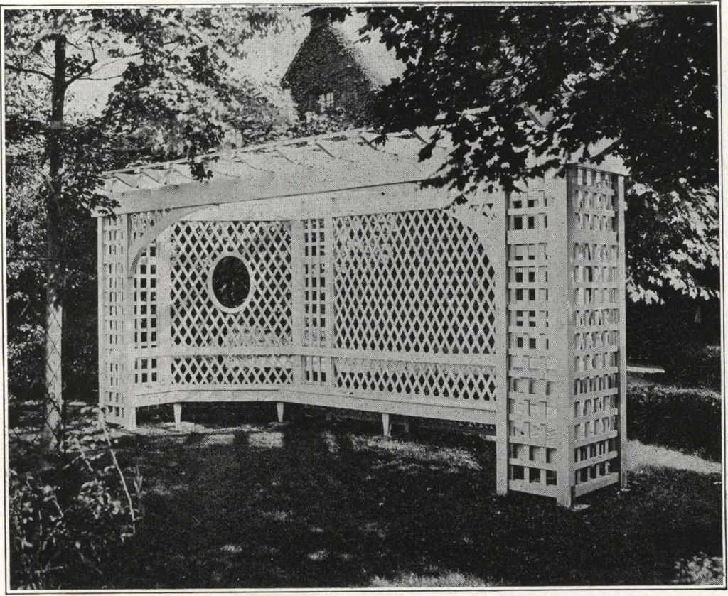 An illustration from Catalog of garden furniture, arbors, pergolas, gateways, trellises, fences, etc., 1920, leaf 62