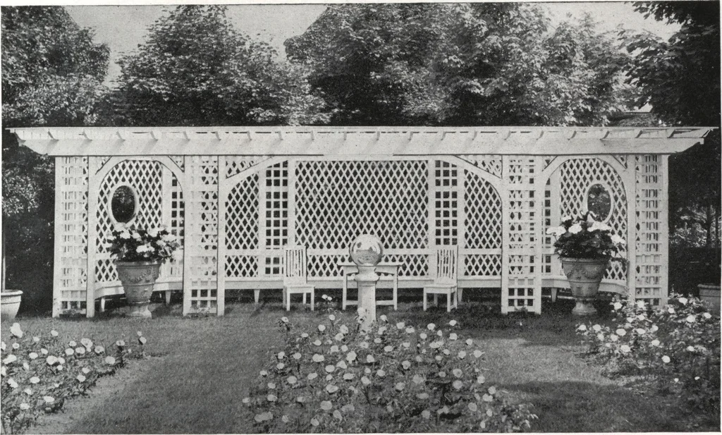 An illustration from Catalog of garden furniture, arbors, pergolas, gateways, trellises, fences, etc., 1920, leaf 62