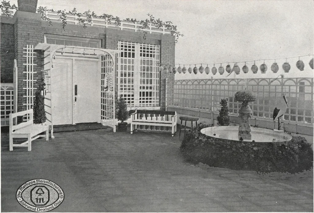An illustration from Catalog of garden furniture, arbors, pergolas, gateways, trellises, fences, etc., 1920, leaf 74