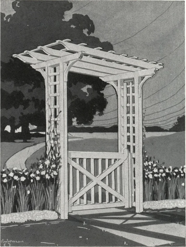 An illustration from Catalog of garden furniture, arbors, pergolas, gateways, trellises, fences, etc., 1920, leaf 75