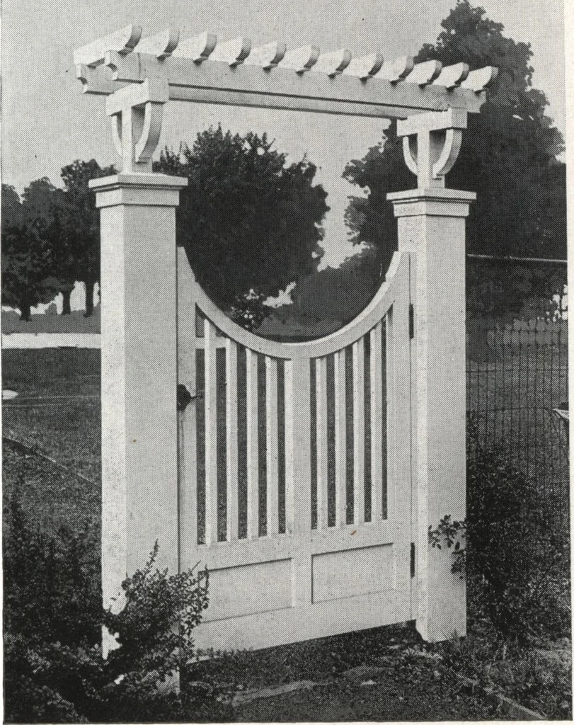 An illustration from Catalog of garden furniture, arbors, pergolas, gateways, trellises, fences, etc., 1920, leaf 76