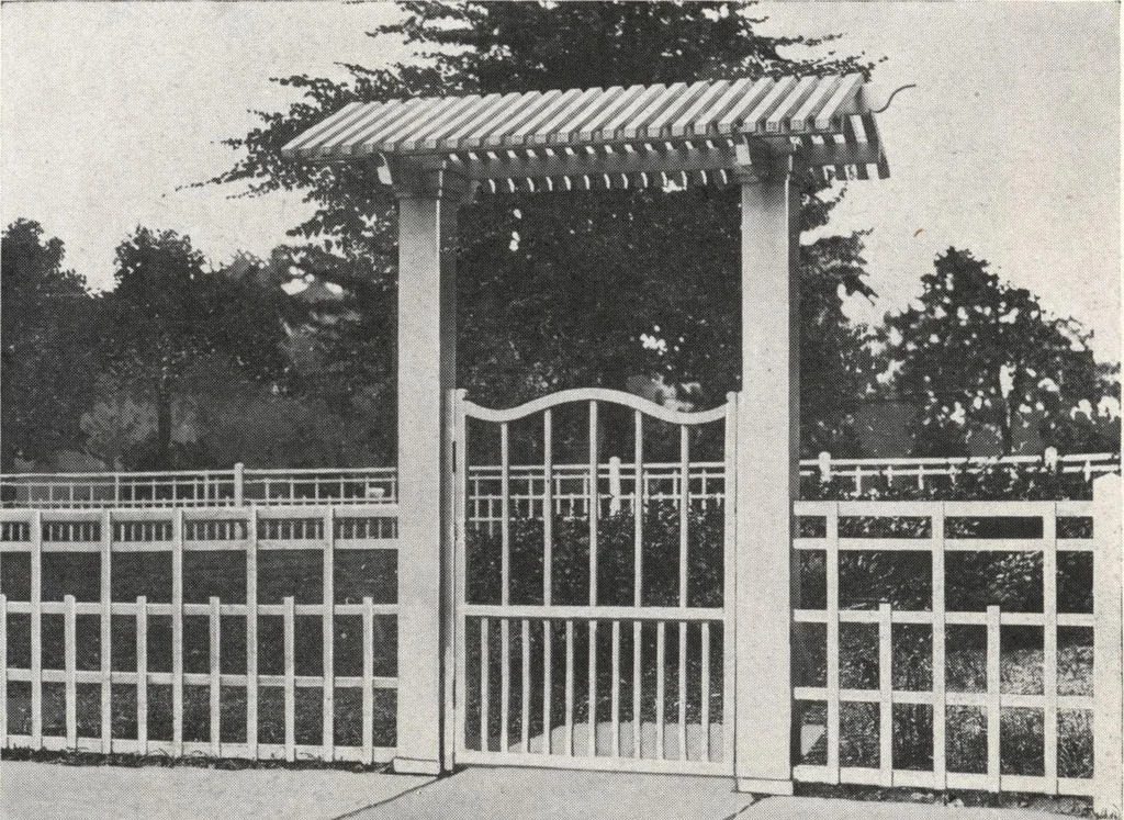 An illustration from Catalog of garden furniture, arbors, pergolas, gateways, trellises, fences, etc., 1920, leaf 77