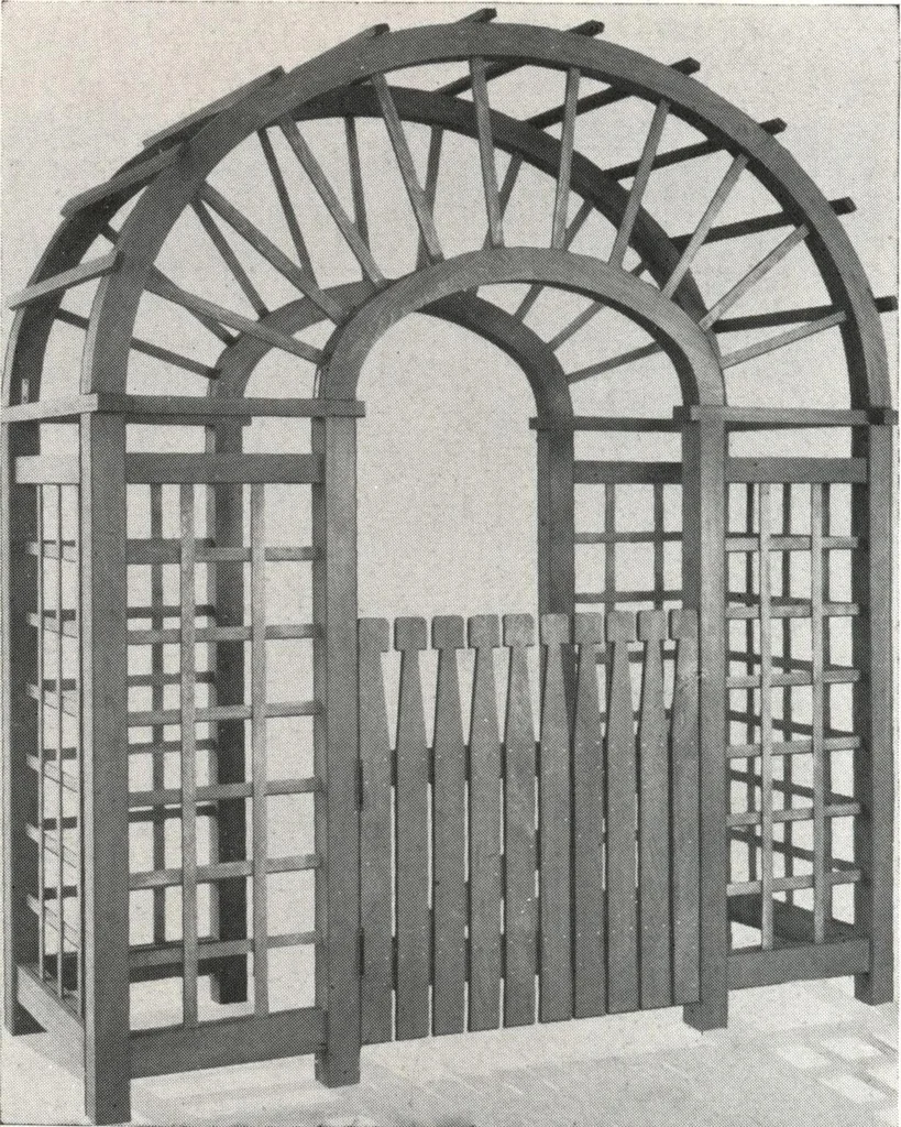 An illustration from Catalog of garden furniture, arbors, pergolas, gateways, trellises, fences, etc., 1920, leaf 77