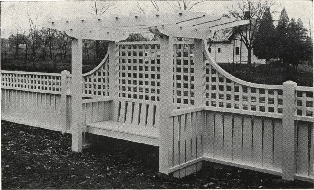 An illustration from Catalog of garden furniture, arbors, pergolas, gateways, trellises, fences, etc., 1920, leaf 80