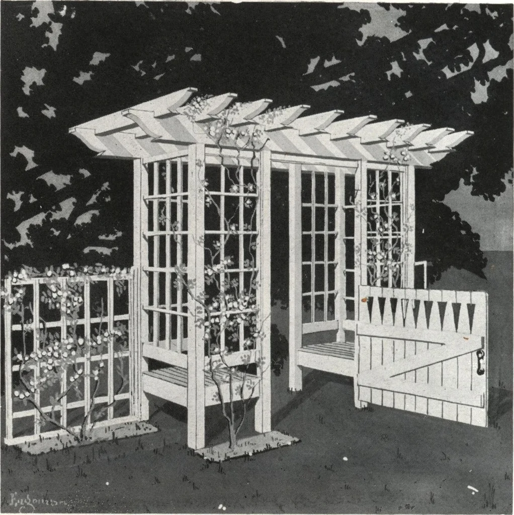 An illustration from Catalog of garden furniture, arbors, pergolas, gateways, trellises, fences, etc., 1920, leaf 91