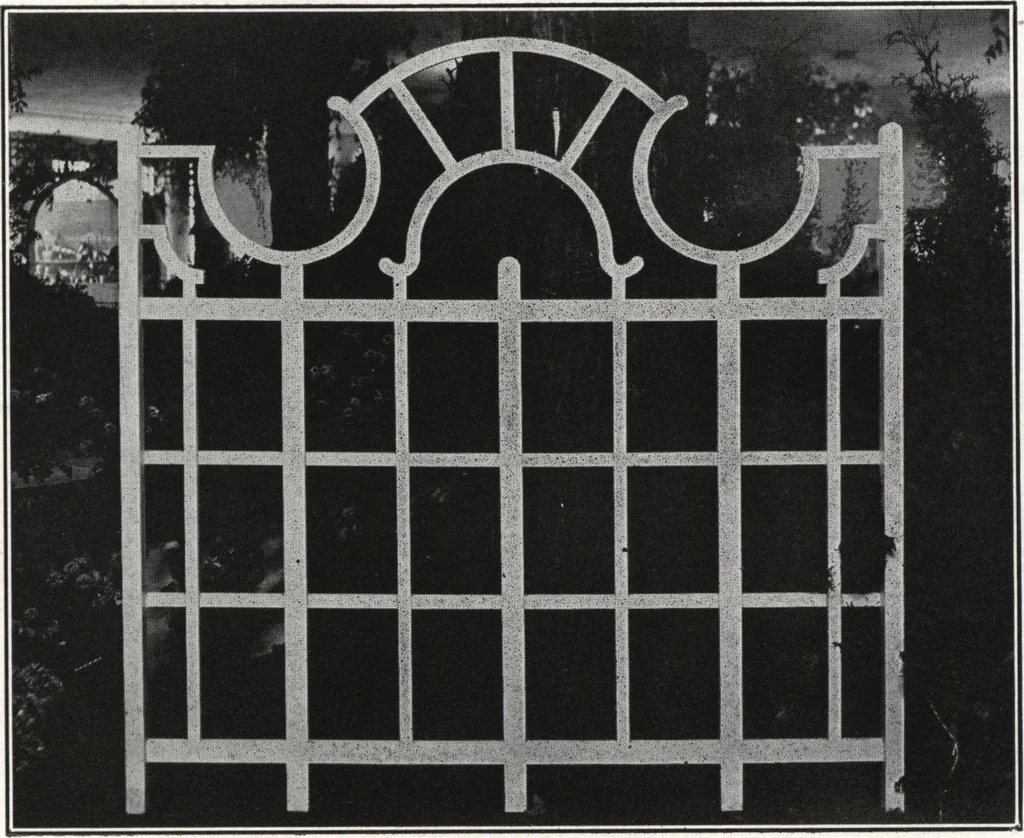 An illustration from Catalog of garden furniture, arbors, pergolas, gateways, trellises, fences, etc., 1920, leaf 94