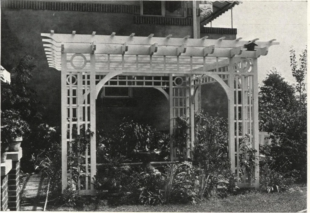 An illustration from Catalog of garden furniture, arbors, pergolas, gateways, trellises, fences, etc., 1920, leaf 98