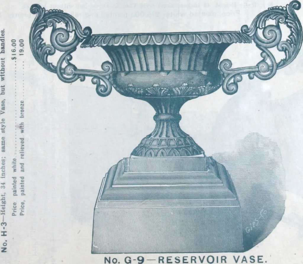 An illustration from Catalogue of vases, settees, fountains and other lawn furniture, 1904, leaf 10