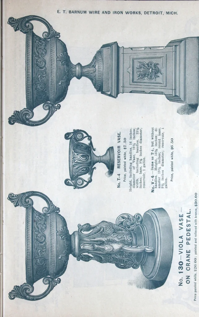 An illustration from Catalogue of vases, settees, fountains and other lawn furniture, 1904, leaf 12