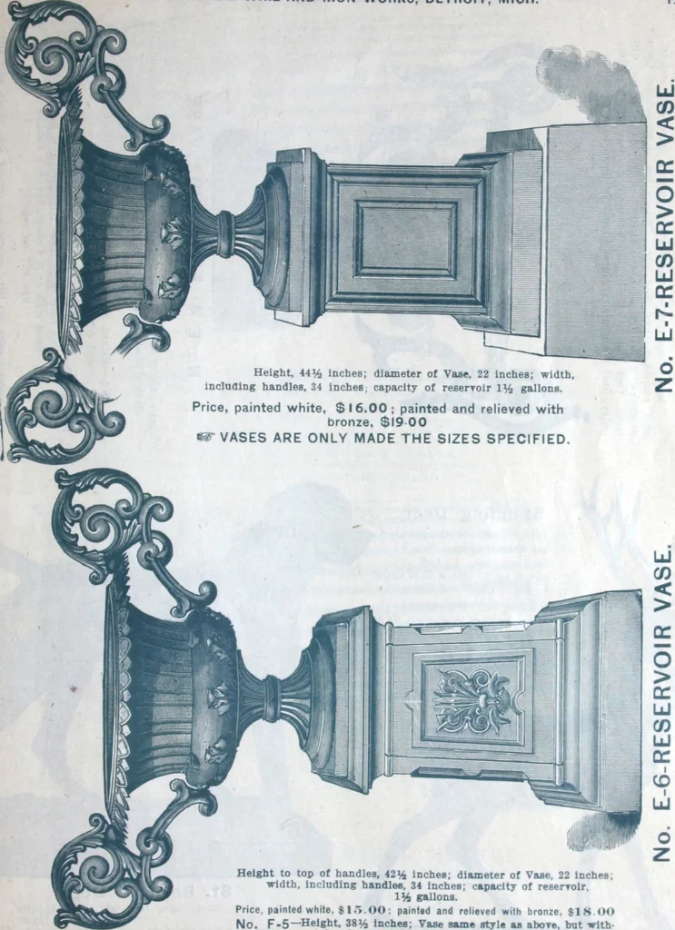 An illustration from Catalogue of vases, settees, fountains and other lawn furniture, 1904, leaf 16