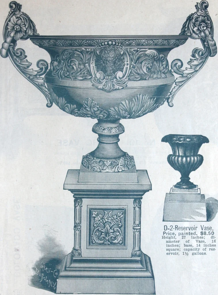 An illustration from Catalogue of vases, settees, fountains and other lawn furniture, 1904, leaf 4