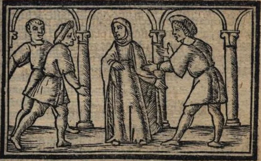 An illustration from Celestina (Fernando de Rojas), 1519, leaf 122