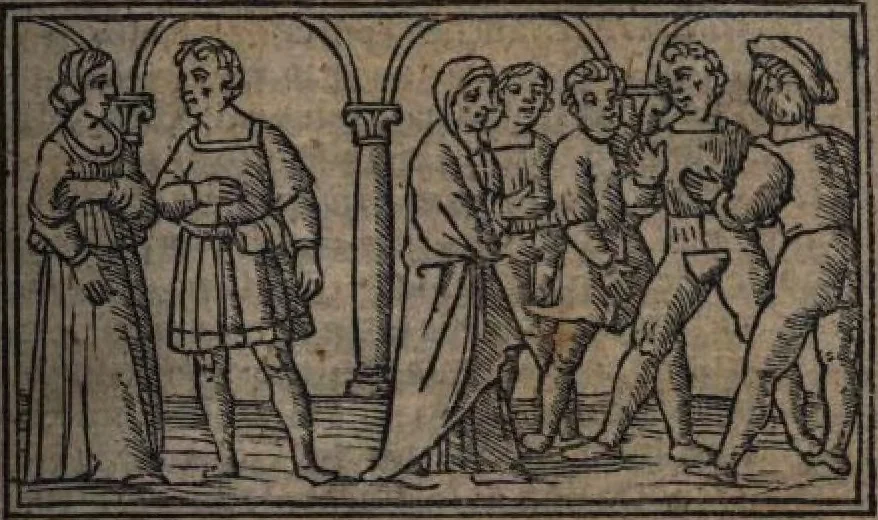 An illustration from Celestina (Fernando de Rojas), 1519, leaf 16