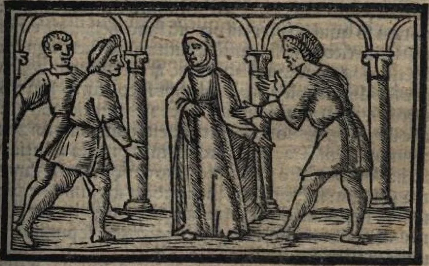 An illustration from Celestina (Fernando de Rojas), 1519, leaf 62