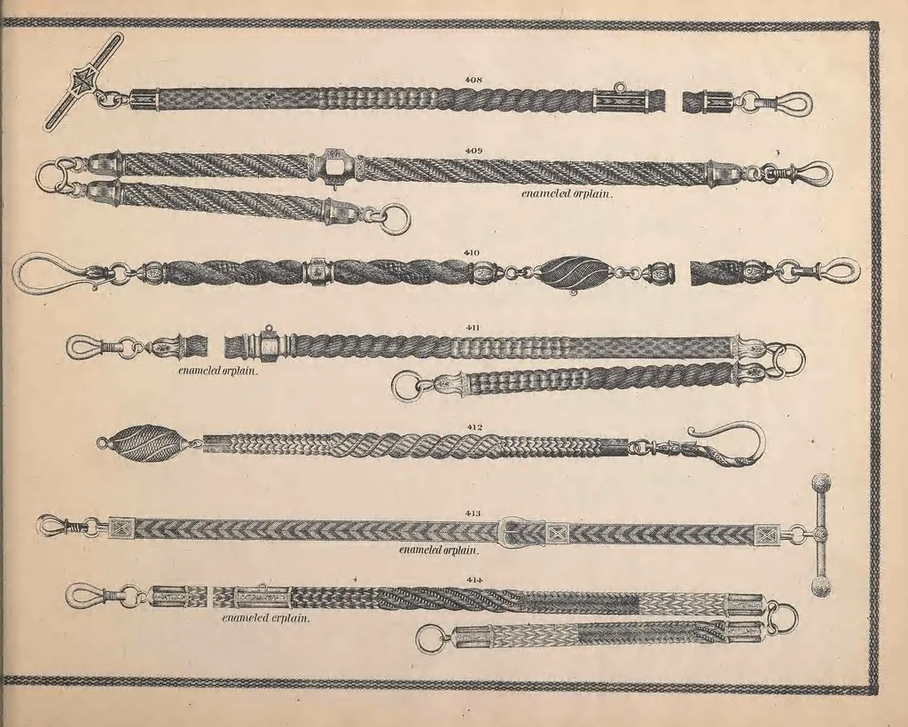 An illustration from Charles T. Menge's price list of ornamental hair jewelry and device work, nos. 32 and 34 John Street, New York, 1873, leaf 54
