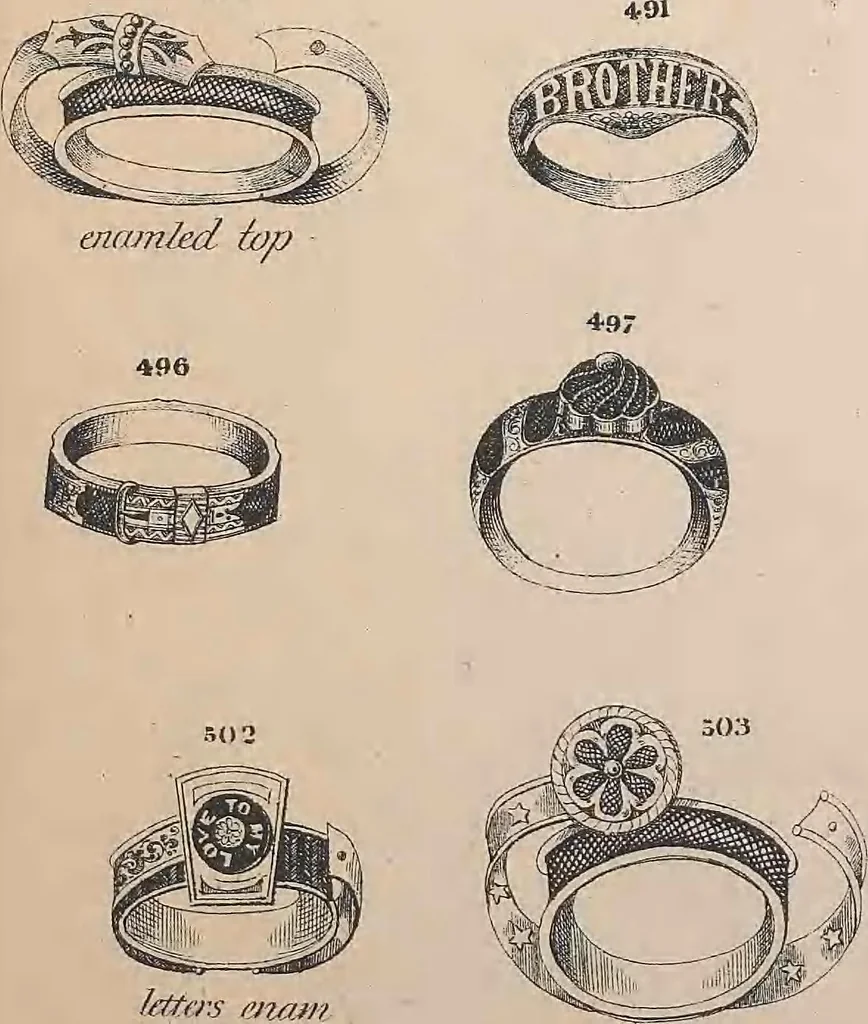An illustration from Charles T. Menge's price list of ornamental hair jewelry and device work, nos. 32 and 34 John Street, New York, 1873, leaf 66